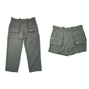 Cabelas Guidewear Convertible Zip Off‎ Pants Men XL Green Fishing Camping Hiking